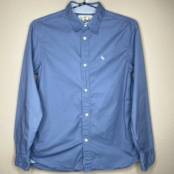 H&M LOGG Blue Cotton Long Sleeve Button-Up Shirt - Picture 11 of 11